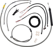 LA Choppers Complete Stainless Braided Handlebar Cable/Brake Line Kit Cable Kit Clear-Coated Natural Silver Alternate Length Clutch Line #LA-8157KT2-13