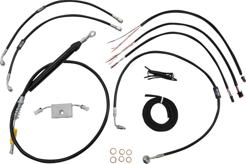 LA Choppers Complete Black Vinyl Braided Handlebar Cable/Brake Line Kit Cable Kit Clear-Coated Alternate Length Clutch Line Black| Clear-Coated| Natural #LA-8157KT2-13B
