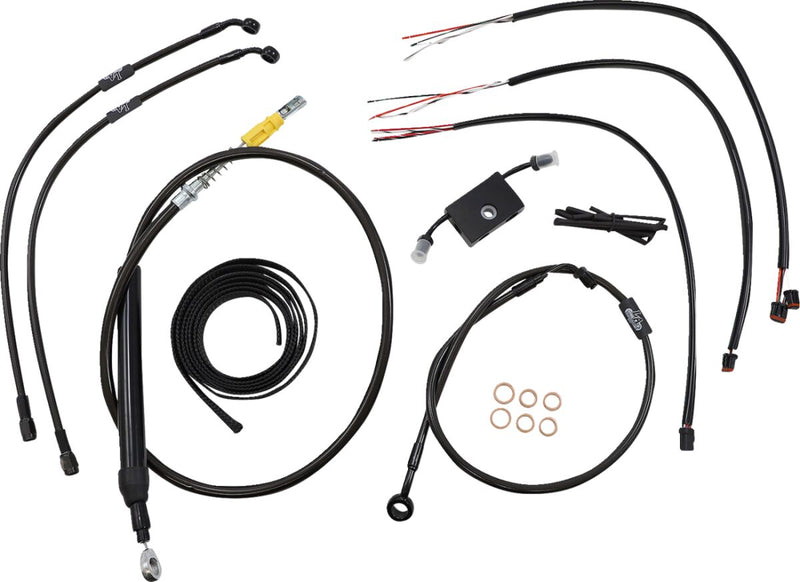 LA Choppers Complete Midnight Braided Handlebar Cable/Brake Line Kit Cable Kit Black Clear-Coated Alternate Length Clutch Line Black| Clear-Coated| Natural #LA-8157KT2-13M