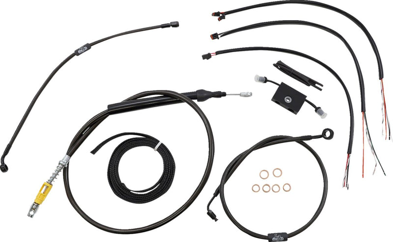 LA Choppers Complete Midnight Braided Handlebar Cable/Brake Line Kit Cable Kit Black Clear-Coated Alternate Length Clutch Line Black| Clear-Coated| Natural #LA-8157KT2-16M