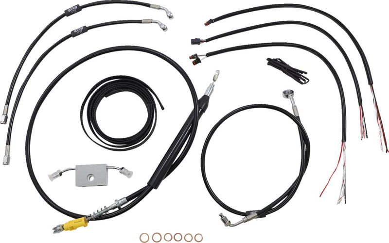 LA Choppers Complete Black Vinyl Braided Handlebar Cable/Brake Line Kit Cable Kit Clear-Coated Alternate Length Clutch Line Black| Clear-Coated| Natural #LA-8157KT2-19B