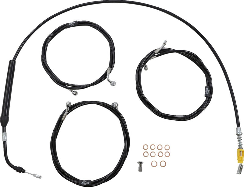 LA Choppers Standard Black Vinyl Handlebar Cable/Brake Line Kit Cable Kit Natural Alternate Length Braided Clutch Line