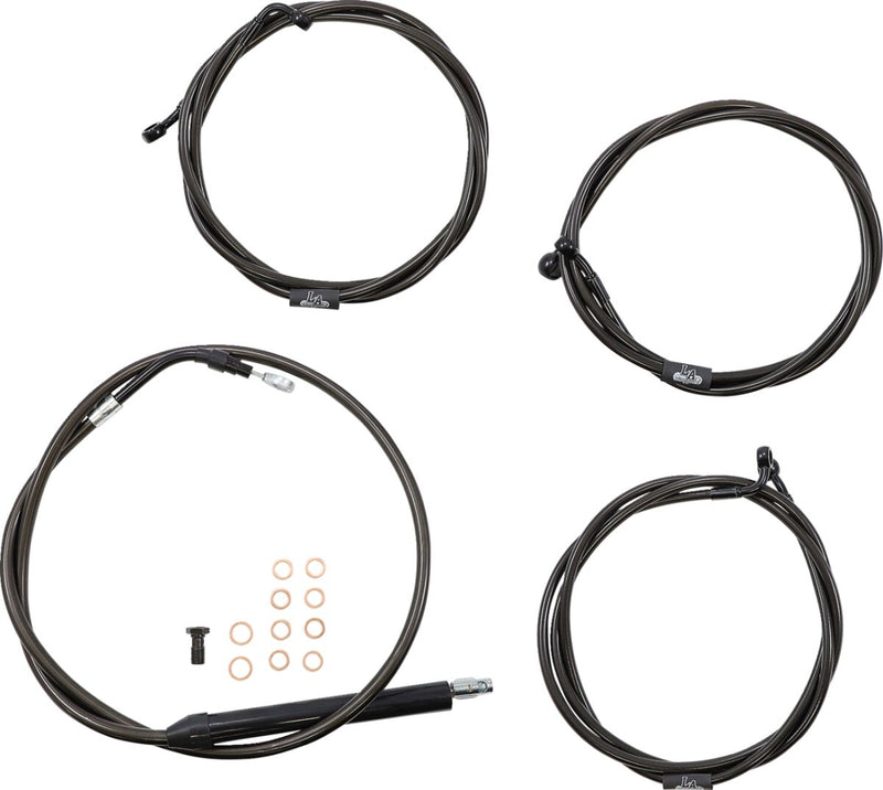 LA Choppers Standard Midnight Braided Handlebar Cable/Brake Line Kit Cable Kit Black Clear-Coated Alternate Length Clutch Line #LA-8056KT-16M