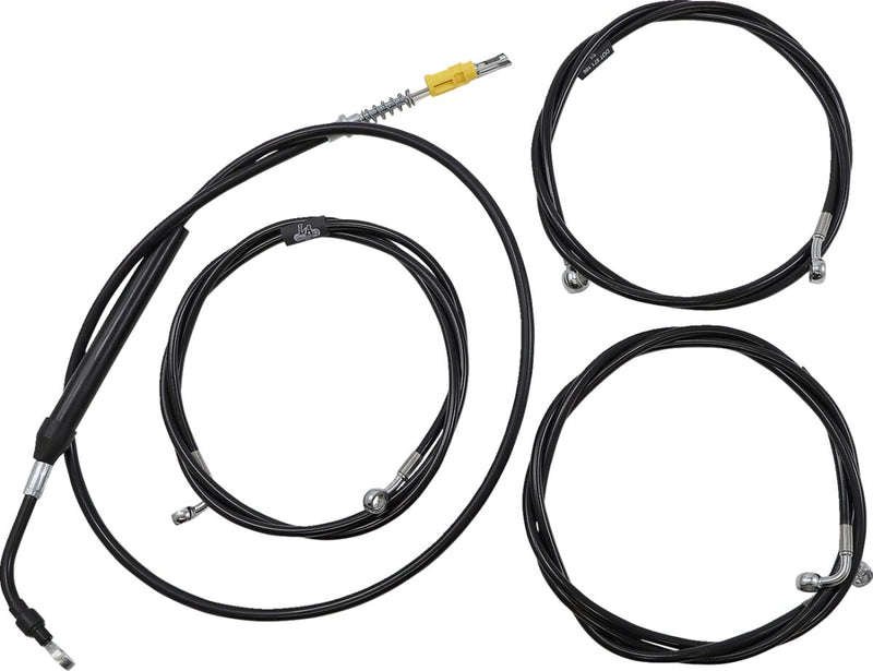 LA Choppers Standard Black Vinyl Handlebar Cable/Brake Line Kit Cable Kit Natural Alternate Length Braided Clutch Line #LA-8056KT-19B