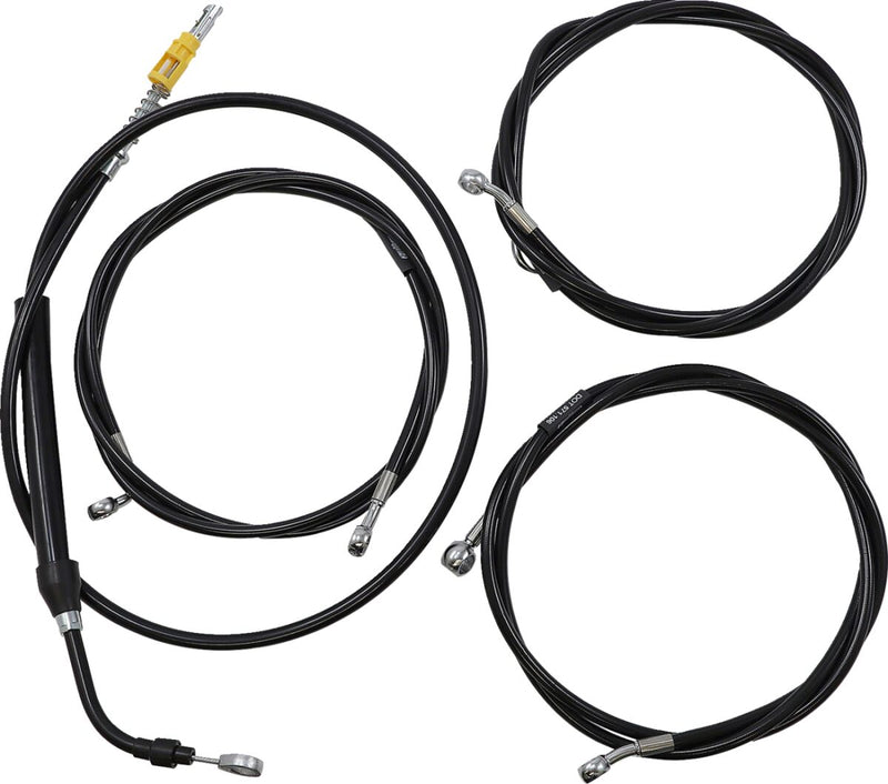 LA Choppers Complete Black Vinyl Braided Handlebar Cable/Brake Line Kit Cable Kit Clear-Coated Alternate Length Clutch Line Black| Clear-Coated| Natural #LA-8056KT2-13B