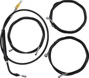 LA Choppers Complete Black Vinyl Braided Handlebar Cable/Brake Line Kit Cable Kit Clear-Coated Alternate Length Clutch Line Black| Clear-Coated| Natural