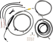 LA Choppers Complete Stainless Braided Handlebar Cable/Brake Line Kit Cable Kit Clear-Coated Natural Silver Alternate Length Clutch Line #LA-8056KT2-16
