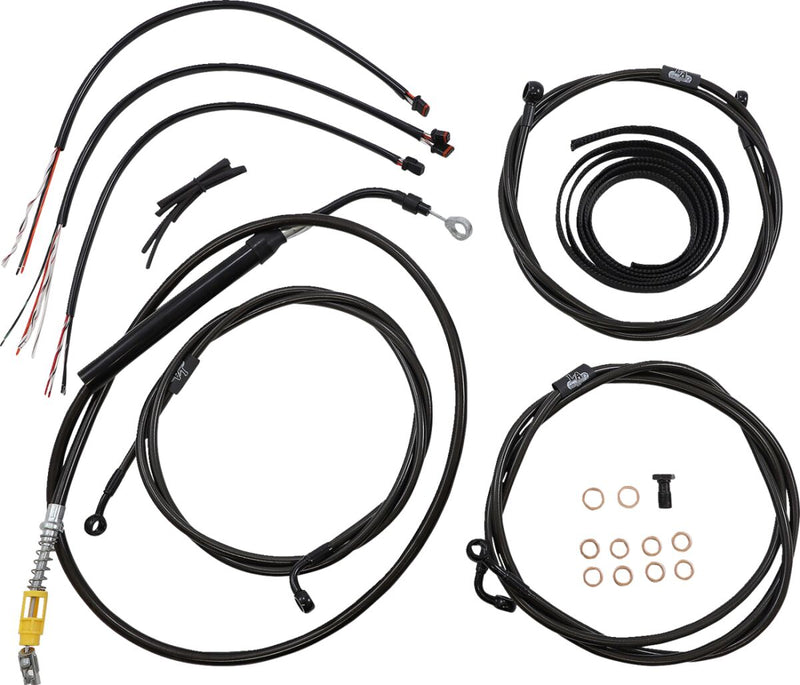 LA Choppers Complete Midnight Braided Handlebar Cable/Brake Line Kit Cable Kit Black Clear-Coated Alternate Length Clutch Line Black| Clear-Coated| Natural #LA-8056KT2-16M