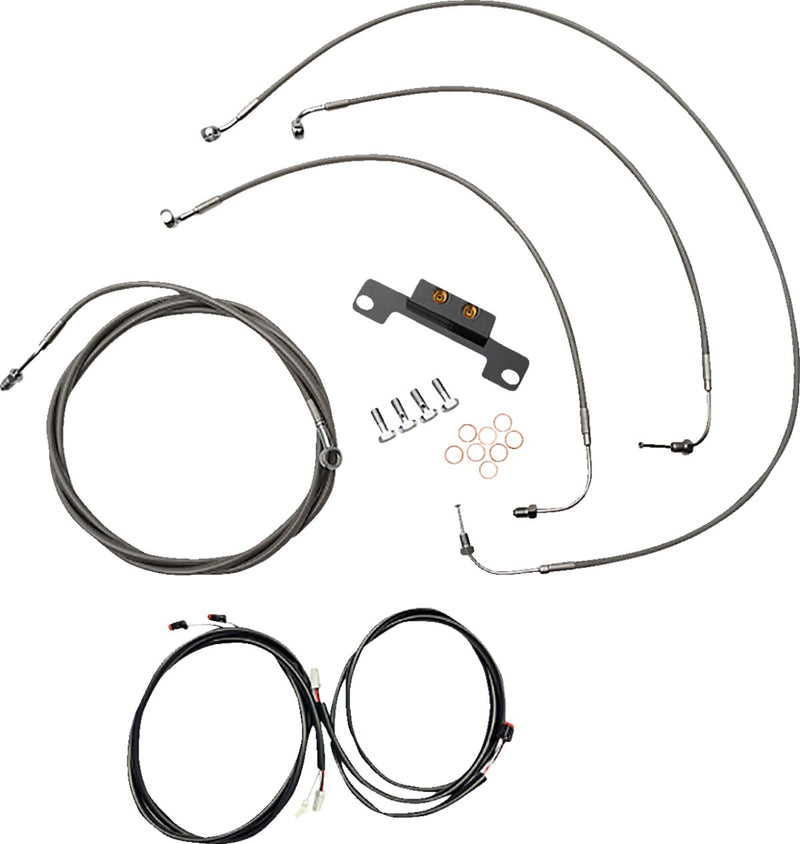 LA Choppers Complete Plug-and-Play Cable Kit Clear-Coated Natural Silver Braided Plug-N-Play Brake Line Clutch Line #LA-8056KT3-08