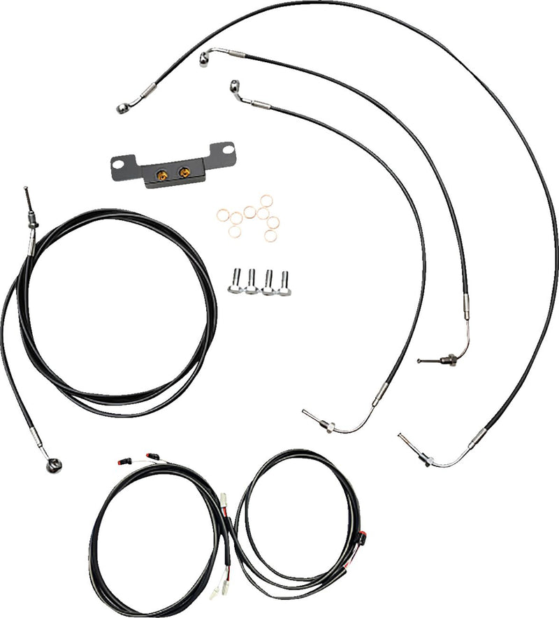 LA Choppers Complete Plug-and-Play Cable Kit Black Clear-Coated Braided Plug-N-Play Brake Line Clutch Line Black| Clear-Coated| Natural #LA-8056KT3-08B