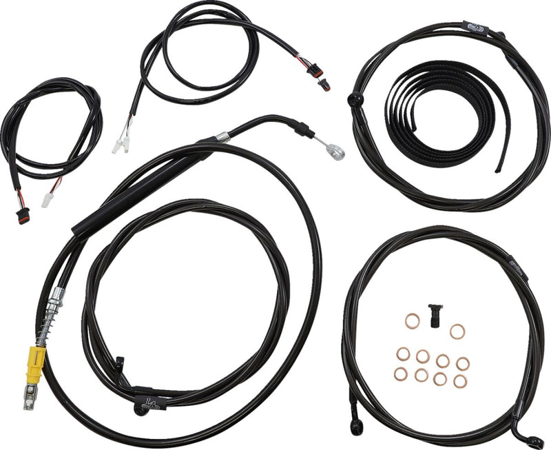 LA Choppers Complete Plug-and-Play Cable Kit Midnight Black Clear-Coated Alternate Length Braided Brake Line Clutch Line Black| Clear-Coated| Natural #LA-8056KT3-13M