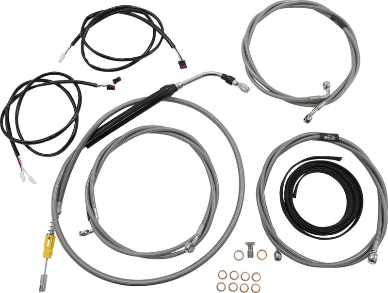 LA Choppers Complete Plug-and-Play Cable Kit Clear-Coated Natural Silver Alternate Length Braided Brake Line Clutch Line #LA-8056KT3-16