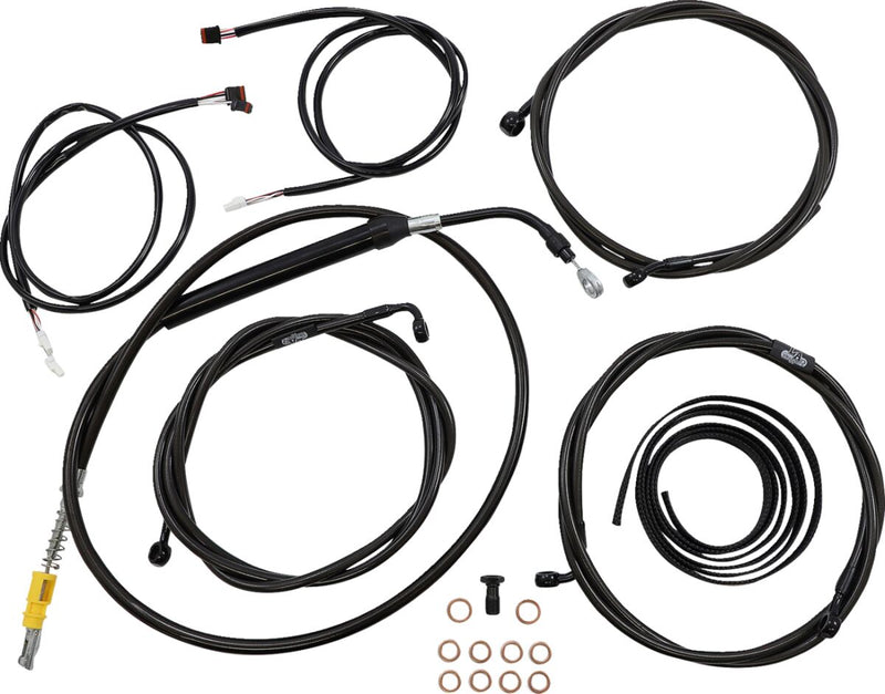 LA Choppers Complete Plug-and-Play Cable Kit Midnight Black Clear-Coated Alternate Length Braided Brake Line Clutch Line Black| Clear-Coated| Natural #LA-8056KT3-16M