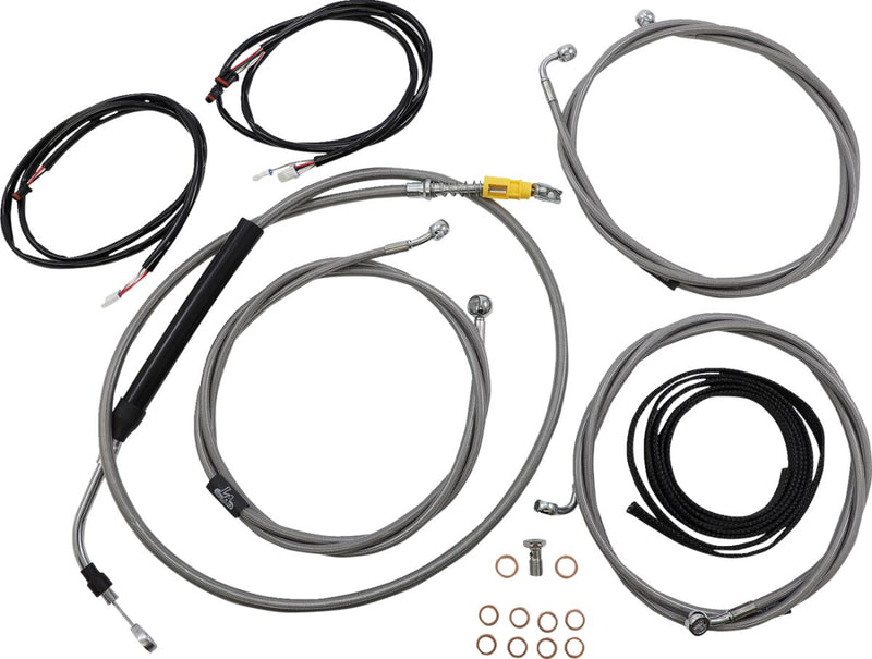 LA Choppers Complete Plug-and-Play Cable Kit Clear-Coated Natural Silver Alternate Length Braided Brake Line Clutch Line
