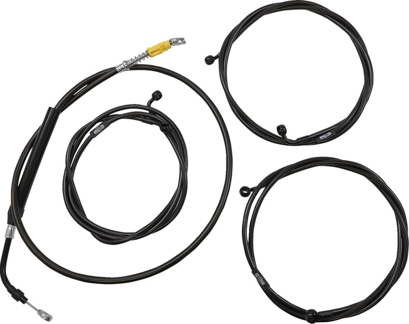 LA Choppers Complete Plug-and-Play Cable Kit Midnight Black Clear-Coated Alternate Length Braided Brake Line Clutch Line Black| Clear-Coated| Natural #LA-8056KT3-19M