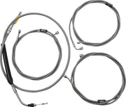 LA Choppers Standard Stainless Braided Handlebar Cable/Brake Line Kit Cable Kit Clear-Coated Natural Silver Alternate Length Clutch Line