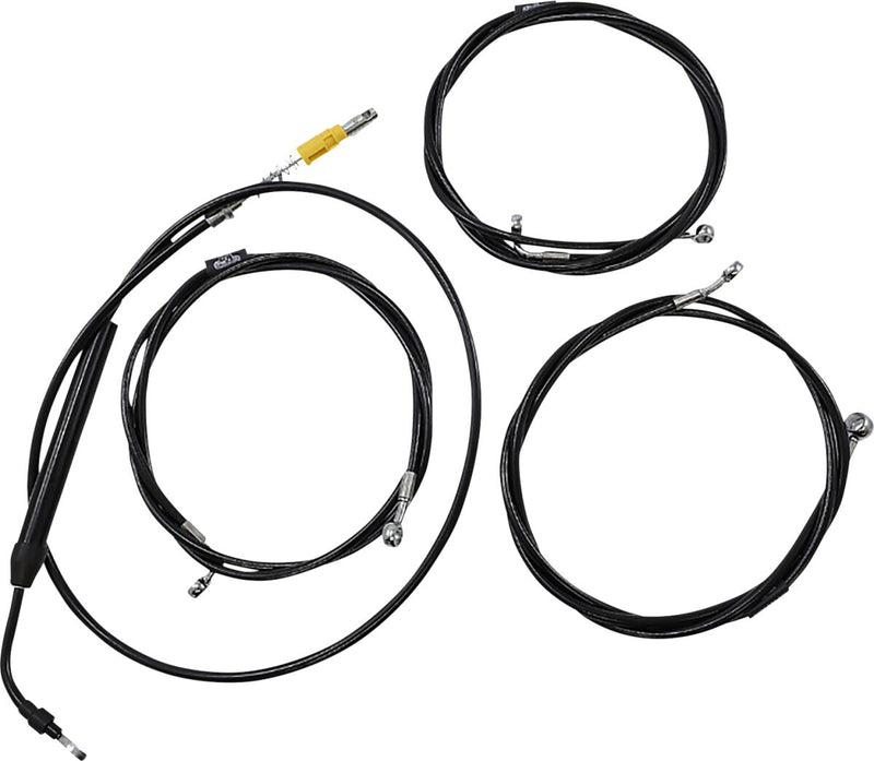 LA Choppers Standard Midnight Braided Handlebar Cable/Brake Line Kit Cable Kit Black Clear-Coated Alternate Length Clutch Line #LA-8058KT-16M