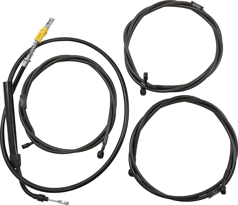 LA Choppers Complete Midnight Braided Handlebar Cable/Brake Line Kit Cable Kit Black Clear-Coated Alternate Length Clutch Line Black| Clear-Coated| Natural
