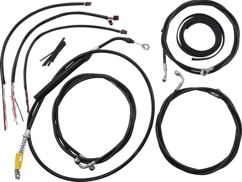 LA Choppers Complete Black Vinyl Braided Handlebar Cable/Brake Line Kit Cable Kit Clear-Coated Alternate Length Clutch Line Black| Clear-Coated| Natural #LA-8058KT2-16B