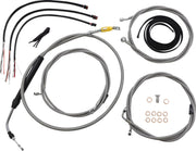 LA Choppers Complete Stainless Braided Handlebar Cable/Brake Line Kit Cable Kit Clear-Coated Natural Silver Alternate Length Clutch Line #LA-8058KT2-19