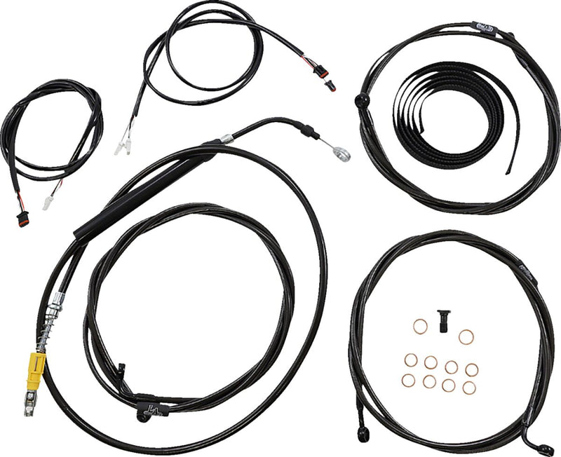 LA Choppers Complete Plug-and-Play Cable Kit Midnight Black Clear-Coated Braided Plug-N-Play Brake Line Clutch Line Black| Clear-Coated| Natural #LA-8058KT3-08M