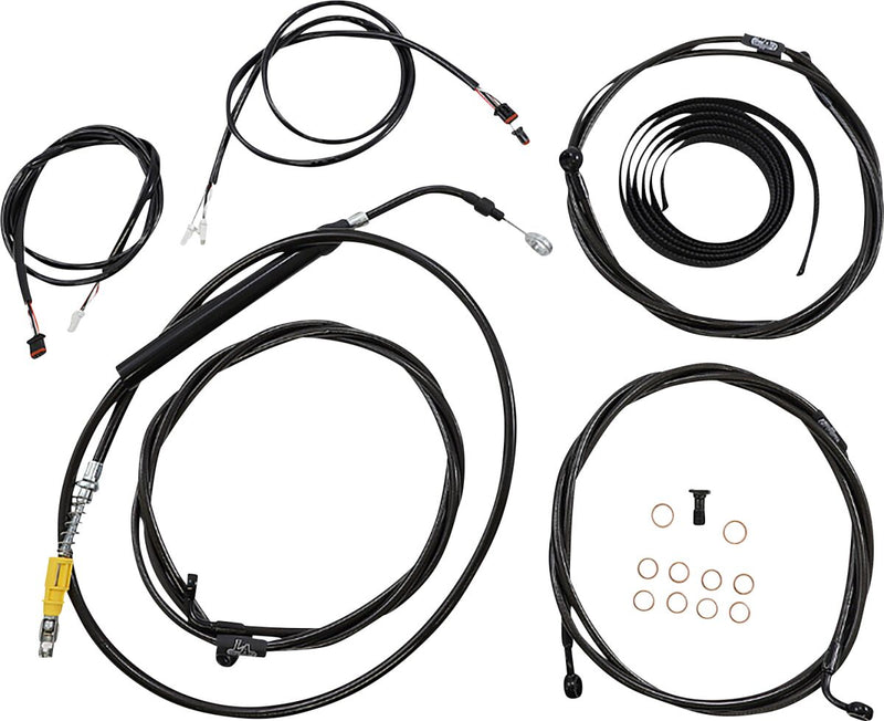 LA Choppers Complete Plug-and-Play Cable Kit Black Clear-Coated Alternate Length Braided Brake Line Clutch Line Black| Clear-Coated| Natural