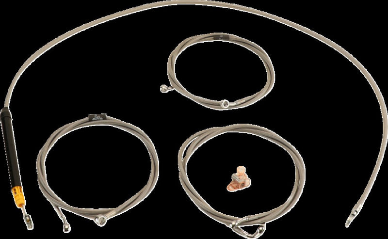 LA Choppers Standard Stainless Braided Handlebar Cable/Brake Line Kit Cable Kit Clear-Coated Natural Silver Clutch Line #LA-8059KT-08