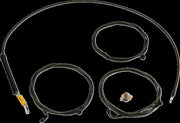 LA Choppers Standard Midnight Braided Handlebar Cable/Brake Line Kit Cable Kit Black Clear-Coated Clutch Line