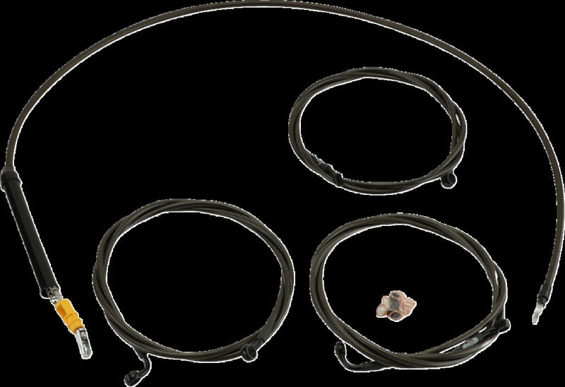 LA Choppers Standard Midnight Braided Handlebar Cable/Brake Line Kit Cable Kit Black Clear-Coated Clutch Line