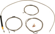 LA Choppers Standard Stainless Braided Handlebar Cable/Brake Line Kit Cable Kit Clear-Coated Natural Silver Alternate Length Clutch Line #LA-8059KT-19