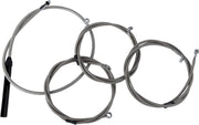 LA Choppers Complete Stainless Braided Handlebar Cable/Brake Line Kit Cable Kit Clear-Coated Natural Silver Clutch Line