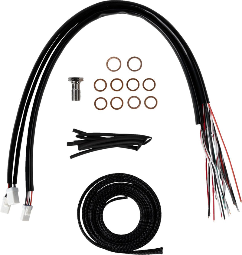 LA Choppers Complete Stainless Braided Handlebar Cable/Brake Line Kit Cable Kit Clear-Coated Natural Silver Clutch Line Each