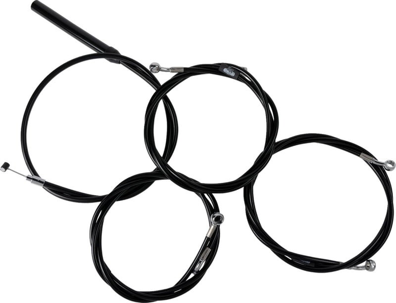 LA Choppers Complete Black Vinyl Braided Handlebar Cable/Brake Line Kit Cable Kit Clear-Coated Clutch Line Black| Clear-Coated| Natural #LA-8059KT2-08B