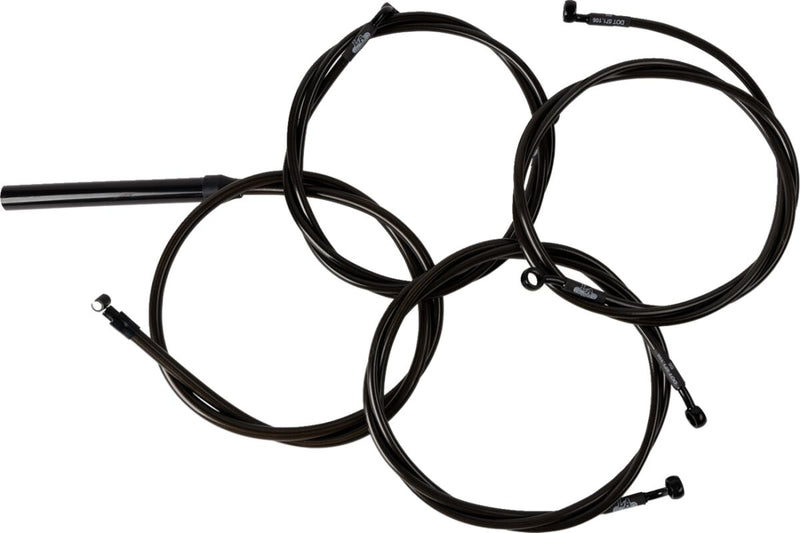 LA Choppers Complete Midnight Braided Handlebar Cable/Brake Line Kit Cable Kit Black Clear-Coated Clutch Line Black| Clear-Coated| Natural