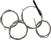LA Choppers Complete Stainless Braided Handlebar Cable/Brake Line Kit Cable Kit Clear-Coated Natural Silver Alternate Length Clutch Line