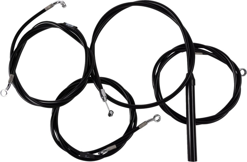 LA Choppers Complete Black Vinyl Braided Handlebar Cable/Brake Line Kit Cable Kit Clear-Coated Alternate Length Clutch Line Black| Clear-Coated| Natural