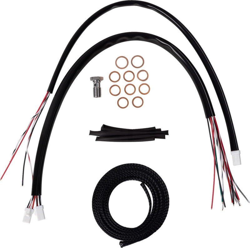 LA Choppers Complete Black Vinyl Braided Handlebar Cable/Brake Line Kit Cable Kit Clear-Coated Alternate Length Clutch Line Each