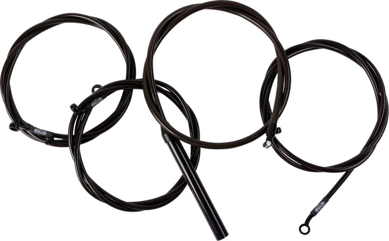 LA Choppers Complete Midnight Braided Handlebar Cable/Brake Line Kit Cable Kit Black Clear-Coated Alternate Length Clutch Line Black| Clear-Coated| Natural