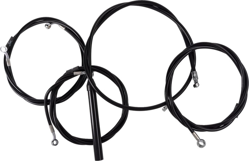 LA Choppers Complete Black Vinyl Braided Handlebar Cable/Brake Line Kit Cable Kit Clear-Coated Alternate Length Clutch Line Black| Clear-Coated| Natural #LA-8059KT2-16B
