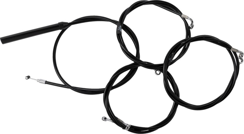 LA Choppers Complete Black Vinyl Braided Handlebar Cable/Brake Line Kit Cable Kit Clear-Coated Alternate Length Clutch Line Black| Clear-Coated| Natural