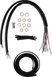 LA Choppers Complete Black Vinyl Braided Handlebar Cable/Brake Line Kit Cable Kit Clear-Coated Alternate Length Clutch Line Each