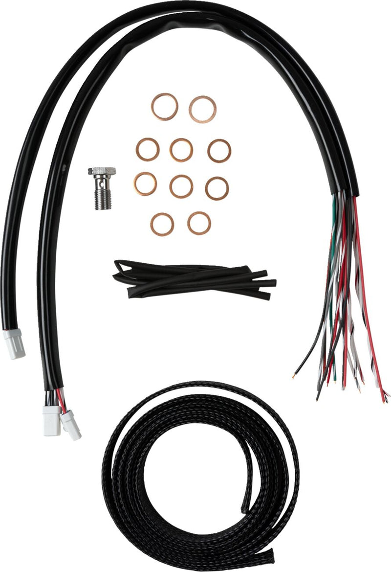 LA Choppers Complete Black Vinyl Braided Handlebar Cable/Brake Line Kit Cable Kit Clear-Coated Alternate Length Clutch Line Each