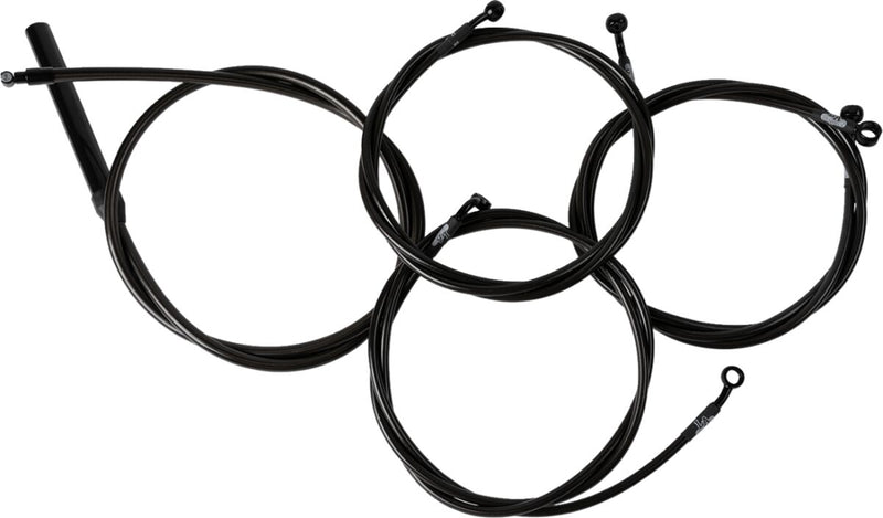 LA Choppers Complete Midnight Braided Handlebar Cable/Brake Line Kit Cable Kit Black Clear-Coated Clutch Line Black| Clear-Coated| Natural