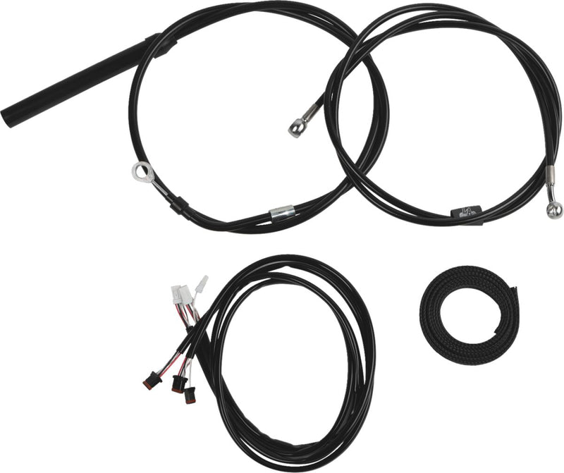 LA Choppers Complete Plug-and-Play Cable Kit Black Clear-Coated Alternate Length Braided Brake Line Clutch Line Black| Clear-Coated| Natural #LA-8062KT3-13B