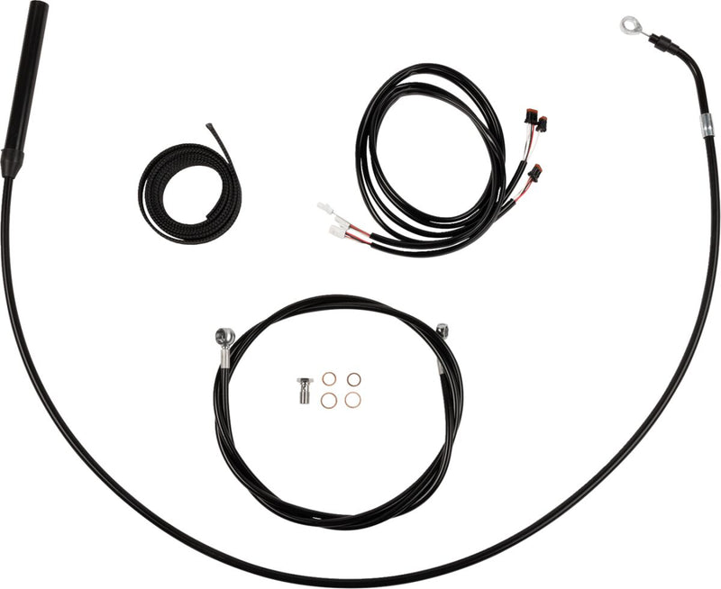 LA Choppers Complete Plug-and-Play Cable Kit Black Clear-Coated Alternate Length Braided Brake Line Clutch Line Black| Clear-Coated| Natural