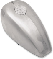 Drag Specialties Gas Tank with Chrome Aero-Style Gas Cap Raw Silver High Tunnel Rubber Mount Steel #011744