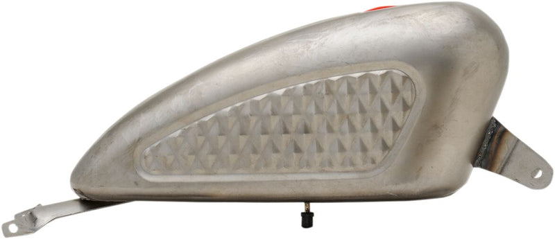 Drag Specialties Custom Gas Tank Raw Silver Diamond Custom Tank Steel Each