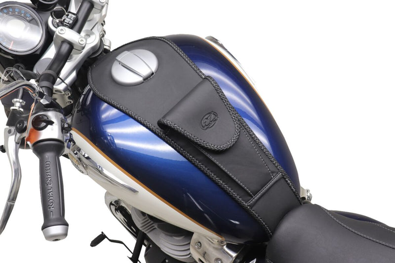 Mustang Tank Bib with Pouch for 2023-2025 ROYAL ENFIELD SUPER METEOR 650 ABS Black Plain Fuel Tank Vinyl