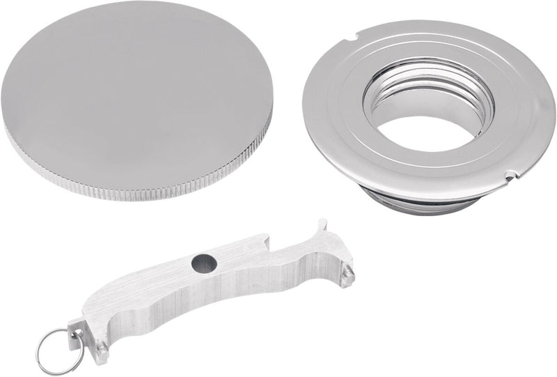 Drag Specialties Gas Cap with Paint Protectors Fuel Cap Chrome Silver Non-Vented #012030