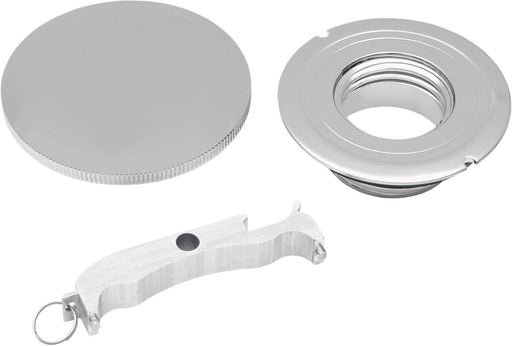 Drag Specialties Gas Cap with Paint Protectors Fuel Cap Chrome Silver Non-Vented